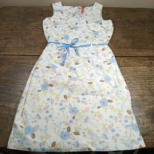 Hanna Andersson Womens Sz 8 Sleeveless Dress Knee Length Floral Tie Belt EC